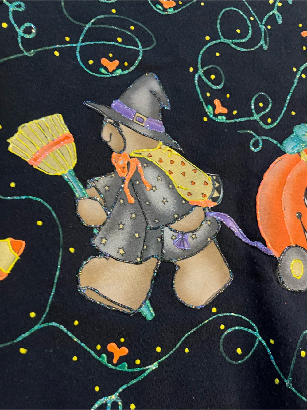 Vintage Halloween Sweatshirt Womens Large Crewneck Puff Paint Granny - Picture 3 of 8